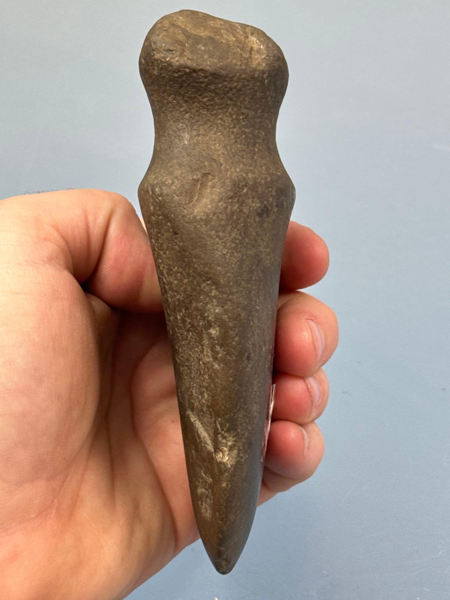 Well-Polished 5 3/8" Full Groove Axe, Found in New York State, Minor Dings Noted