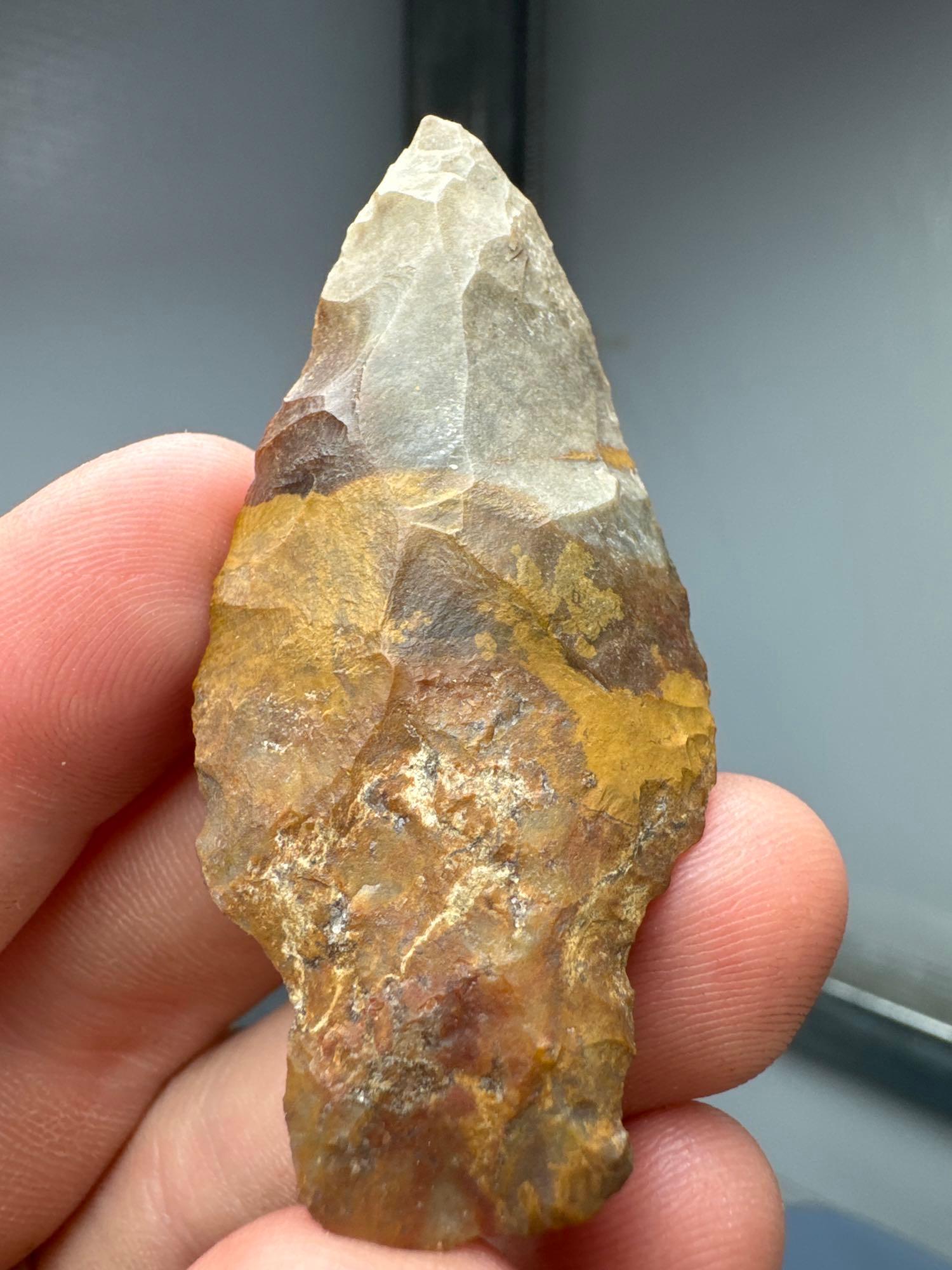 2 7/16" Variegated Jasper Stem Point, Ex: Clyde Youtz Collection of Newmanstown, PA, Purchased at a