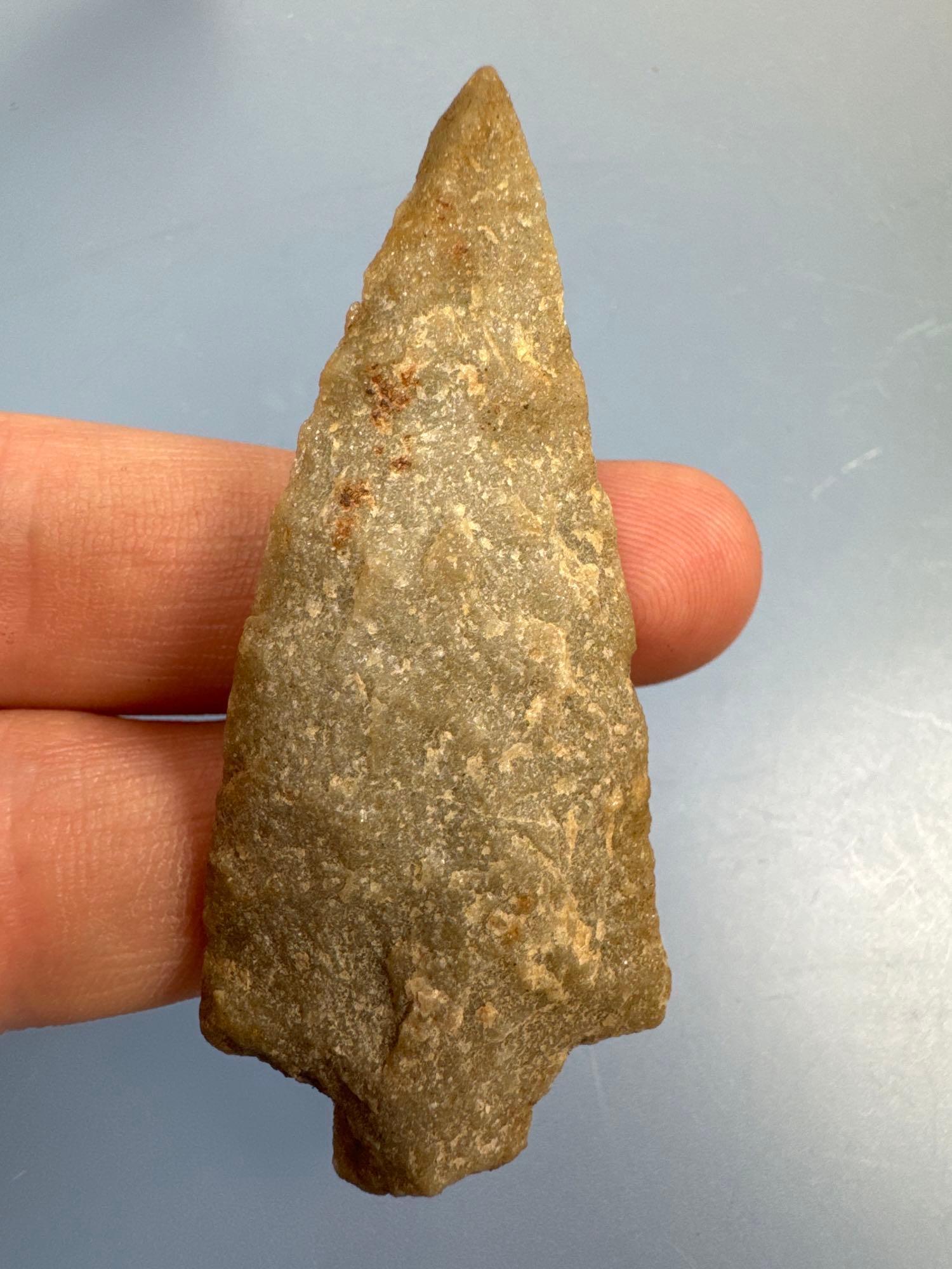 2 1/2" Quartzite Stemmed Point, Found in New Jersey