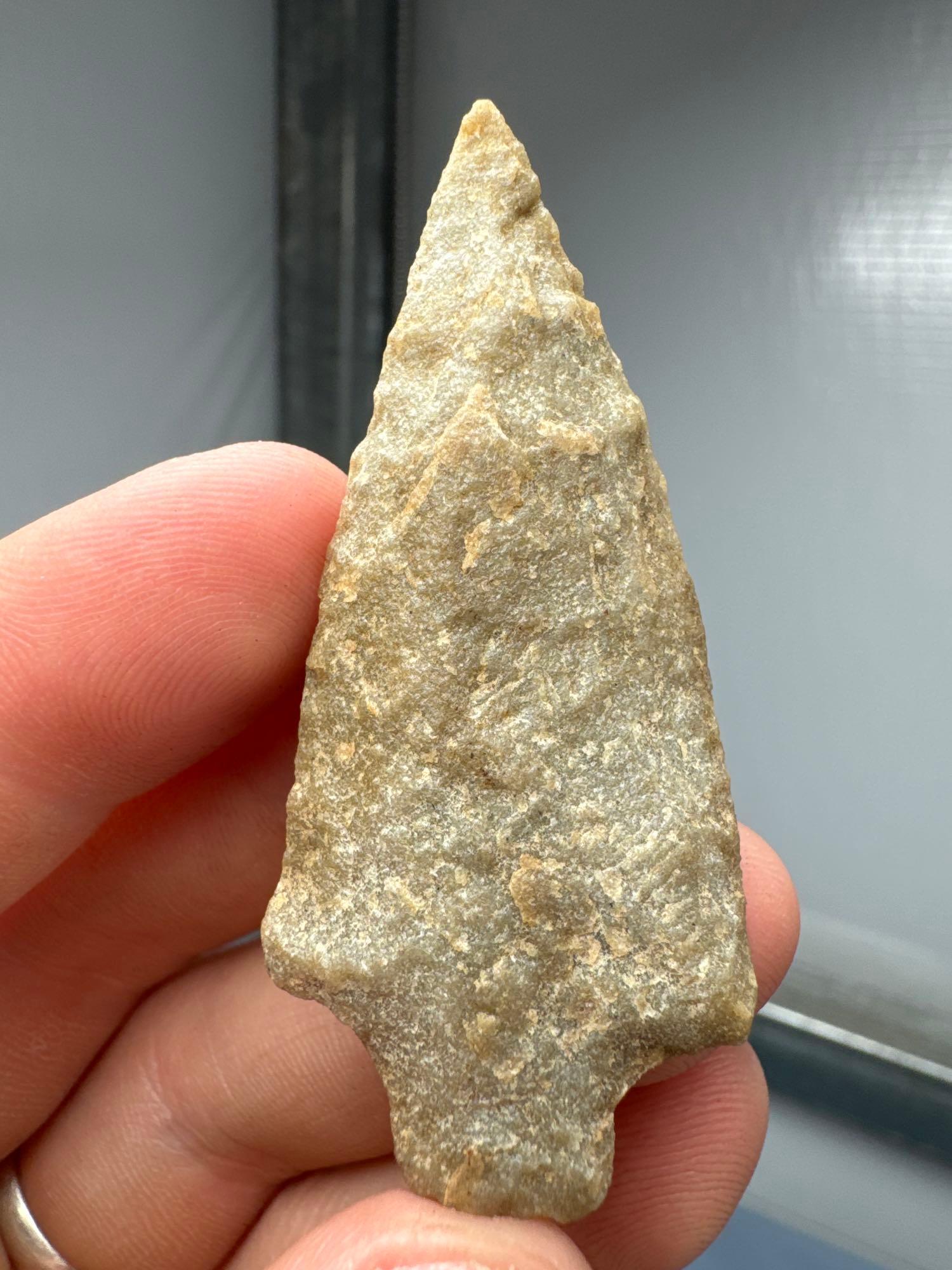 2 1/2" Quartzite Stemmed Point, Found in New Jersey