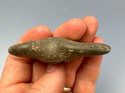 2 7/8" Polished Winged Bannerstone Preform, Found on the Todd Farm, Sussex Co., NY, Drilling Started