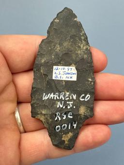 3 1/2" Chert Stem Point, Archaic, Found in Warren Co., New Jersey, Great Example, Purchased from Ric
