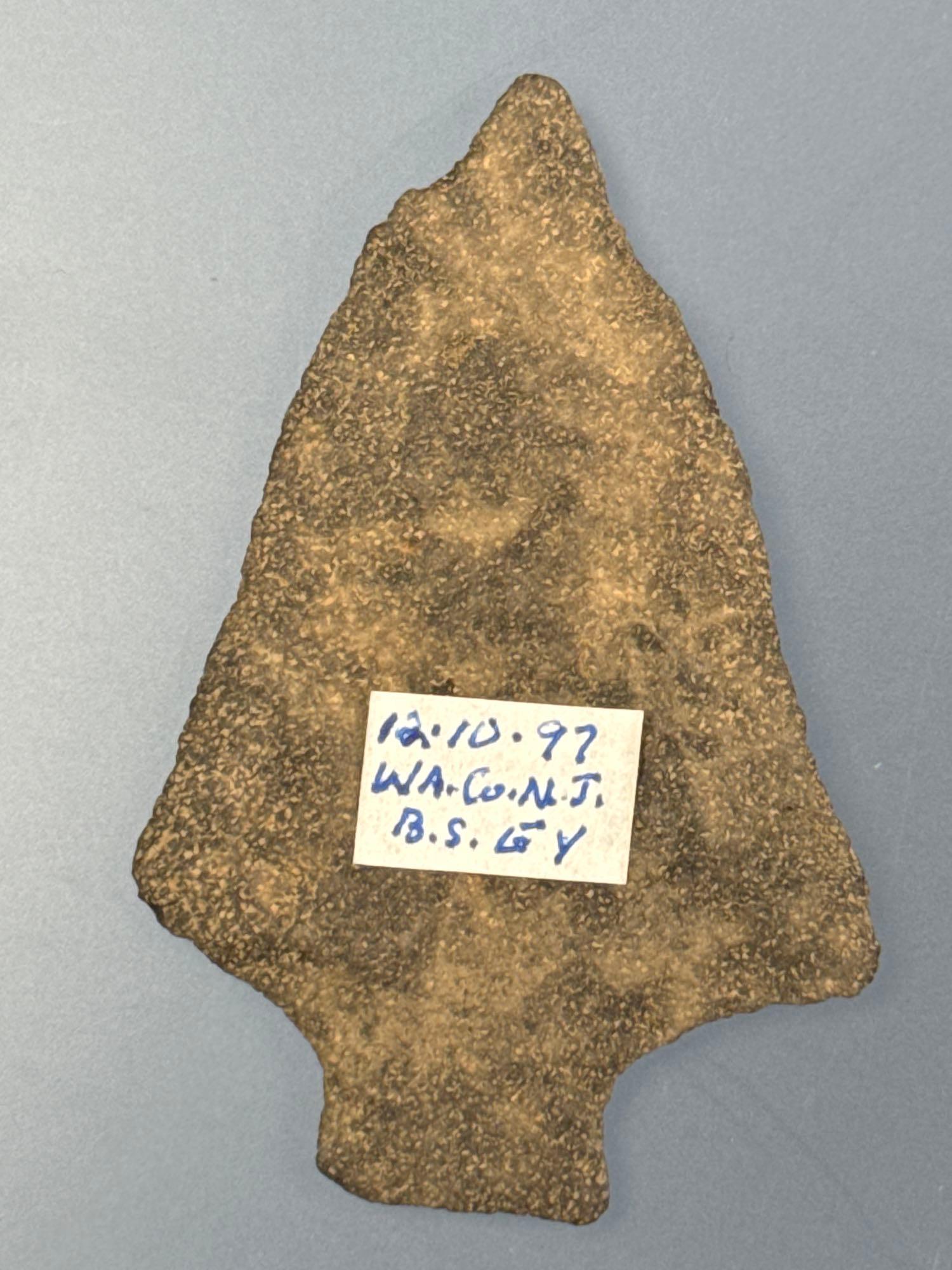2 3/8" Argillite Perkiomen, Found in Warren Co., New Jersey, Ex: Bob Sharp