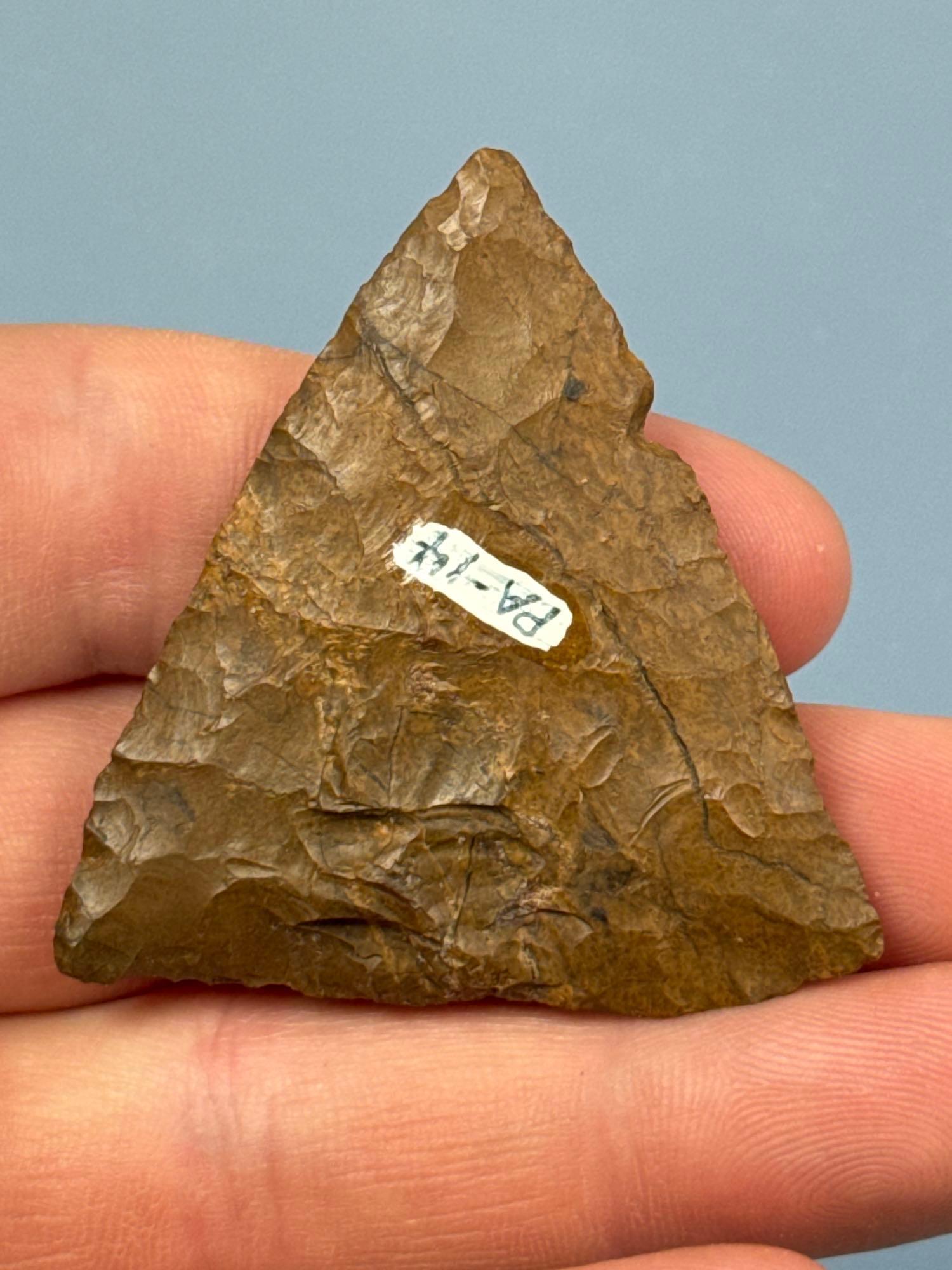 Large 2" Jasper Triangle, Found at Greenlane between Springtown and Quakertown, PA, Ex: Lemaster Col