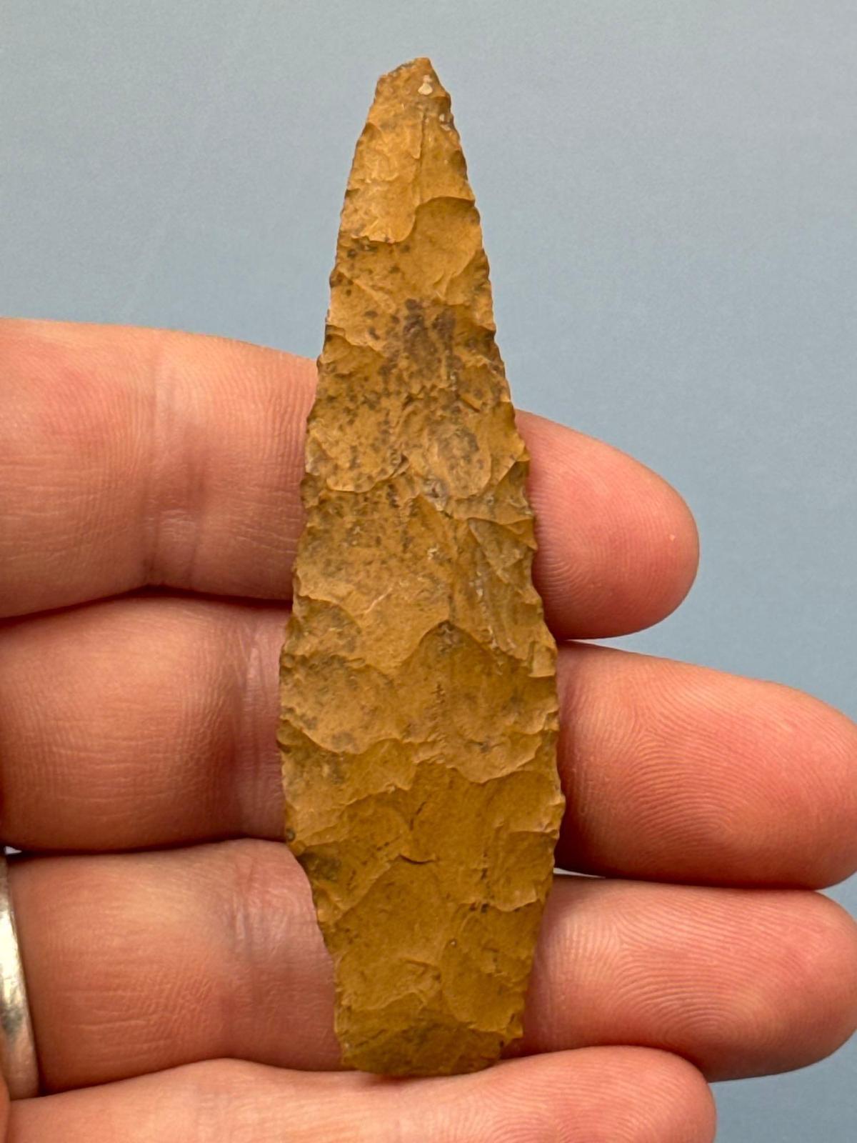 3 3/16" Jasper Stem Point, Found in New Jersey, Ex: Lemaster Collection