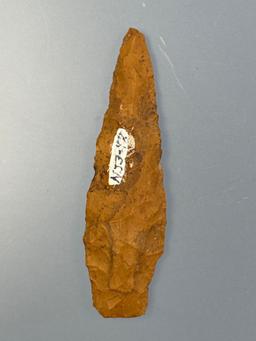 3 3/16" Jasper Stem Point, Found in New Jersey, Ex: Lemaster Collection