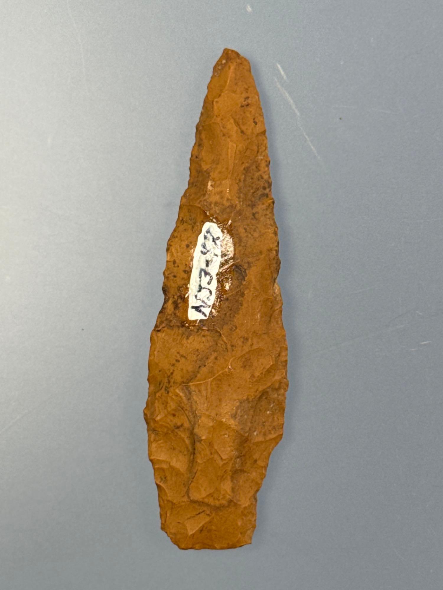 3 3/16" Jasper Stem Point, Found in New Jersey, Ex: Lemaster Collection