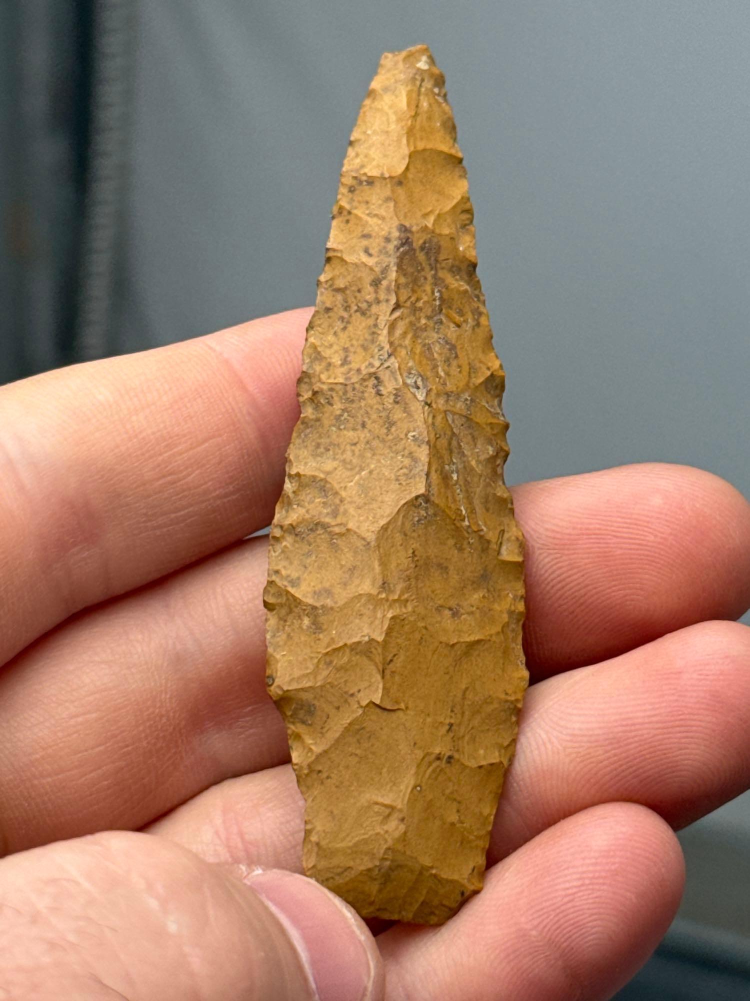 3 3/16" Jasper Stem Point, Found in New Jersey, Ex: Lemaster Collection