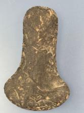 5 1/2" Interesting Flaked Hoe, Tool, Black Chert, Well-Made Example