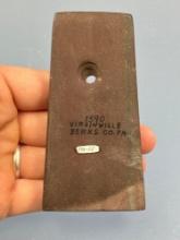 STUNNING 4 1/8" Red Banded Slate Trapezoidal Pendant, Found in Virginville, Berks Co., PA, Rare Exam