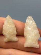 Pair of Fine White Quartz Points, Found in Burlington Co., New Jersey, Longest is 1 3/4"