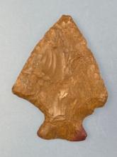 FINE 2 1/8" Glossy Jasper Perkiomen, Heat-Treated Red Base, Found in Blairstown, Warren Co., New Je