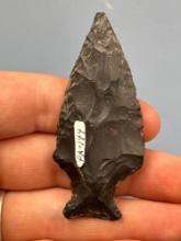 2 7/8" Black Chert Orient Fishtail, Found in Pennsylvania, Ex: Lemaster Collection