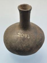 RARE 6 1/8" Narrow Spout Clay Water Bottle, "2043" Collector Label, Ex: Dr. Haggerty (1981), Herb Ta