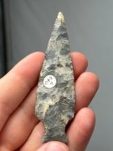 FINE 3 5/16" Chert Ashtabula Point, Great Condition, Found in Ohio, Purchased at an Ohio Arch. Show