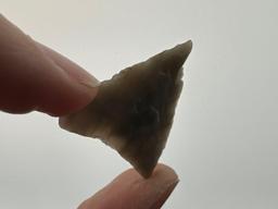 1 1/8" Chalcedony Triangle Arrowhead, Found in PA/NJ/NY Tristate Area, Ex: Harry Mucklin, Lemaster,