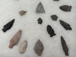 Lot of 22 Nice Points, Various Types and Materials, Found in Jim Thorpe Area in Pennsylvania, Longes