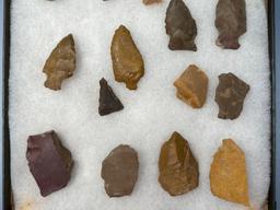 20 Various Jasper Artifacts, Points, Tools, Flake Knives, Longest is 2 1/8", Found in the Oley Valle