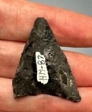 1 3/8" Thin Black Chert Triangle Point, Found in PA/NJ/NY Tristate Area, Ex: Harry Mucklin, Lemaster