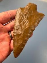 HIGHLIGHT 4 7/8" Brown Glossy Jasper Lehigh Broadpoint, Found at the Border of Cumberland and Atlant