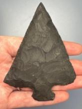 SUPERB 3 3/4" Black Chert Perkiomen, 1/8" of Tip and 1/8" of Shoulder Restored, Found in Morris Co.,