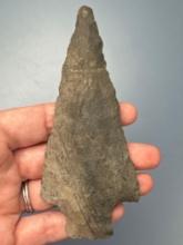 Large 4 3/4" Carbon County Chert Stem Point, Broken+Reglued near Tip, Found in Jim Thorpe Area in Pe