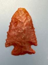 Impressive 1 1/2" Heat Treated Jasper Corner Notch, Serrated, Found in North Carolina