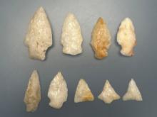 9 Quartz Points, Several Honey Quartz, Nice Colorations, Found in Berks Co., PA, Ex: Kauffman Collec