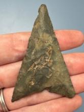 HUGE 2 5/8" Green Normanskill Chert Triangle Point, Levana, Massive Example, Found in New York