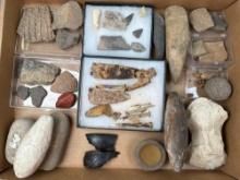 Lot of Various Tools, Iroquoian Bowl Fragment, Paint Pot and More, Found in New York, Ex: Dave Summe