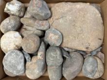 Box Lot of Various Stone Tools, Hammerstones, Mortar, Pick Up Only, Ex: Dave Summers Collection