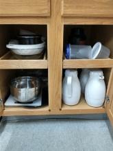 LOT OF KITCHEN ITEMS IN CABINET