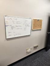 2 DRY ERASE AND CORK BOARDS 3'X2' AND 23"X17"