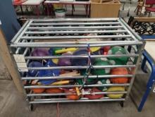 STORAGE CRATE (42" X 24" X 33") PLUS CONTENTS OF TOYS AND SPORTING GOODS