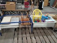 LOT OF WATER TABLES, TOYS AND MISC