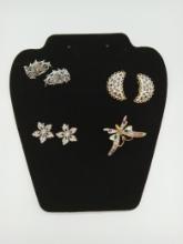 Pair of Vintage Earrings and Butterfly Brooch