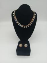 Multi Color Rhinestone Necklace and Earrings