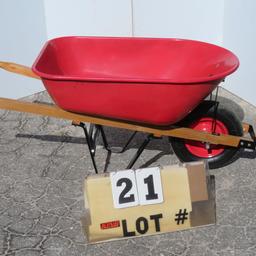 Wheel Barrow w/Wooden Handles