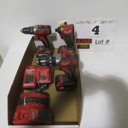 (3) Milwaukee Fuel 18-Volt Drill & Impact Wrench w/2 Chargers