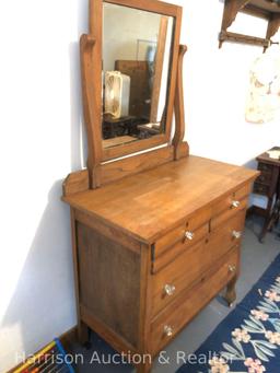 Antique Wooden Dresser with Mirror