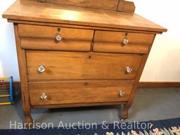 Antique Wooden Dresser with Mirror