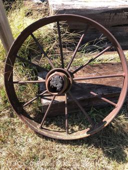 Antique metal wagon wheel