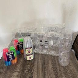 Brand-new plastic wine glasses - shot glasses and regular glasses