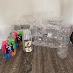 Brand-new plastic wine glasses - shot glasses and regular glasses