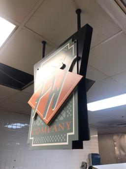 FW baking company ceiling mounted sign
