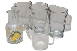 Vintage Glass Pitchers and Bowls, Cannister Set, Cooking Pots and Misc. Kitchen Items