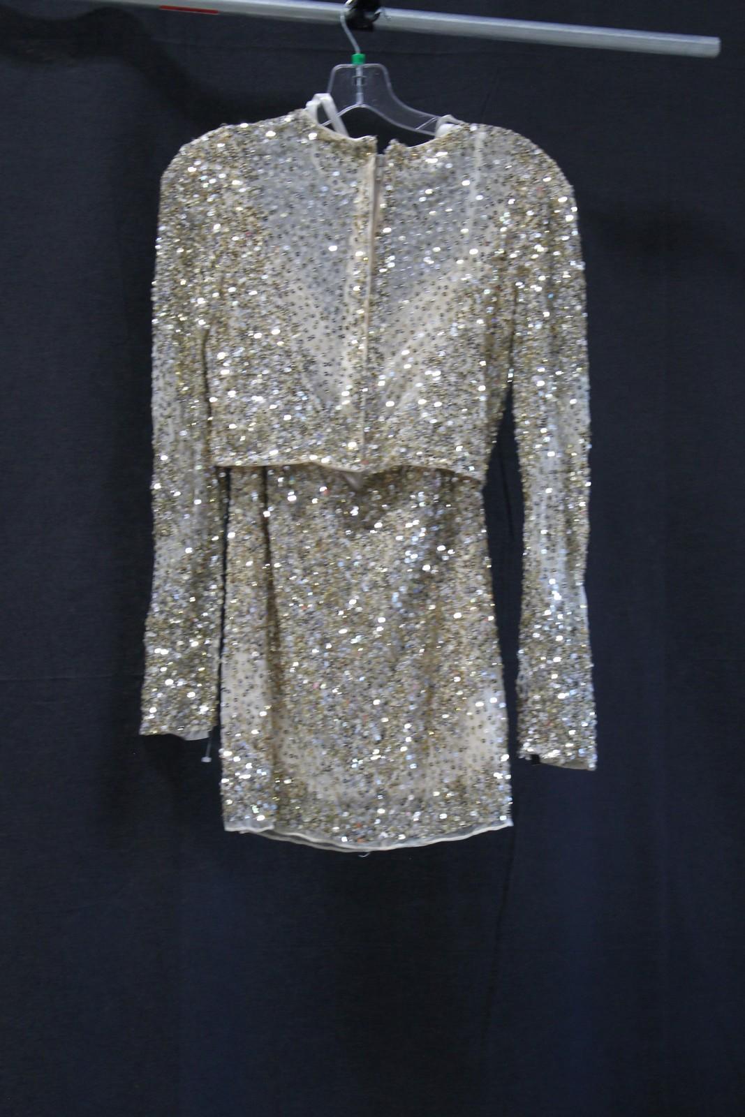 Macduggal 2 Piece Gold Sequin Mini Dress Size: 6