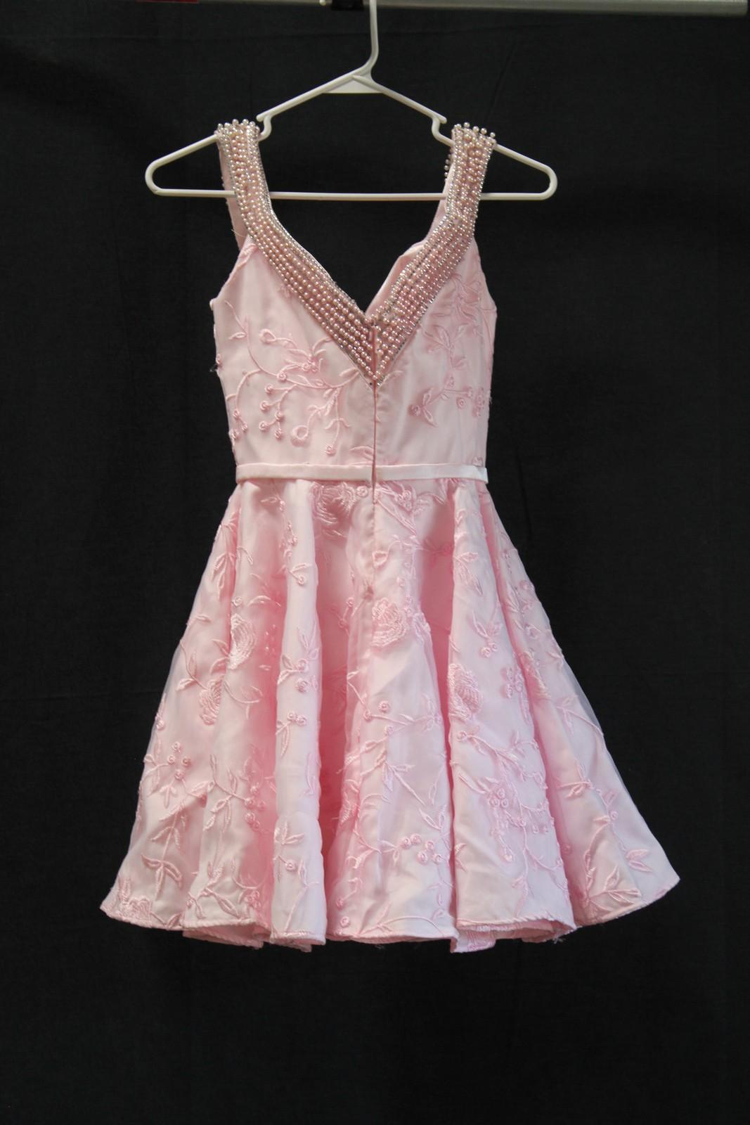 Lucci Lu Pink Brocaid Beaded Sleeveless Dress Size: 4