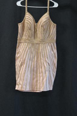 Abby Paris Pink Sleeveless Cocktail Dress With Gold Jewels Size: 12