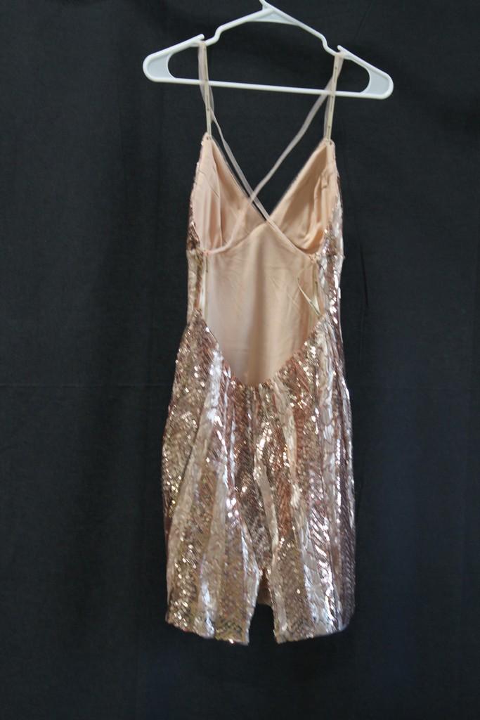 Faviana Rose Gold Sequin Mini Dress Size: 6